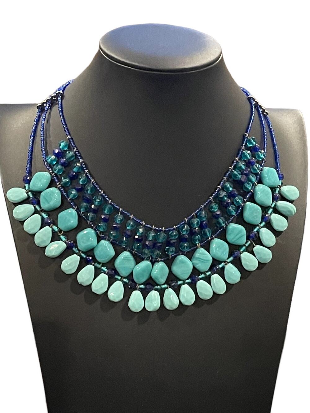 Vintage Handmade starement necklace with real stone and manmade beads